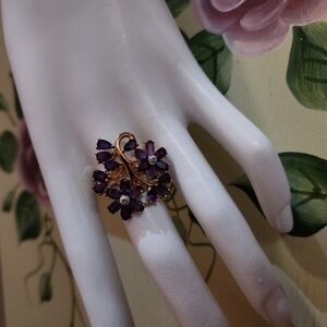 JTV Amethyst and White Topaz Ring Size 9